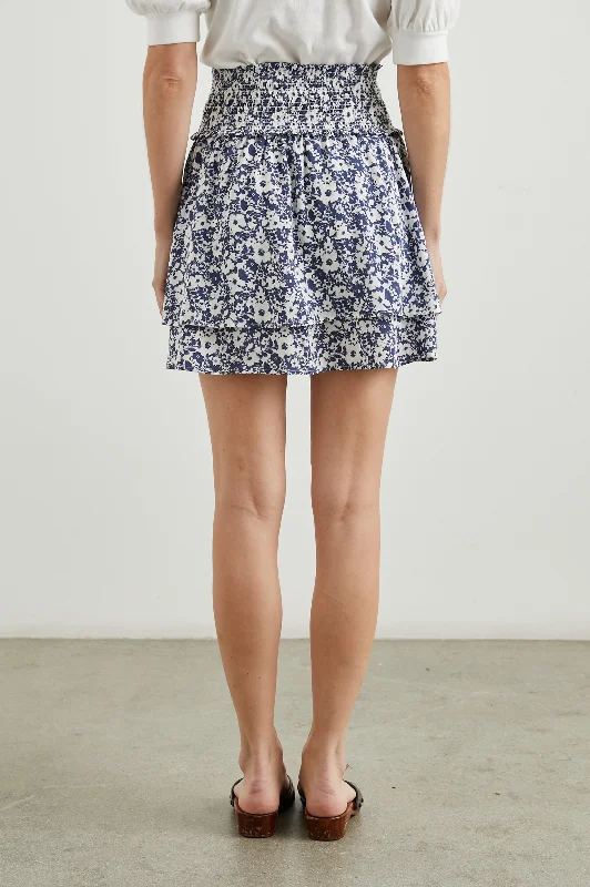 ADDISON SKIRT - NAVY WHITE TEXTURE FLORAL