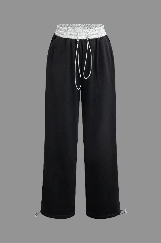 Color Block Drawstring Trousers