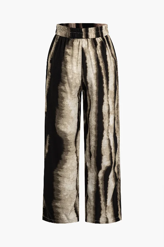 Tie Dye Shirred Waistband Trousers