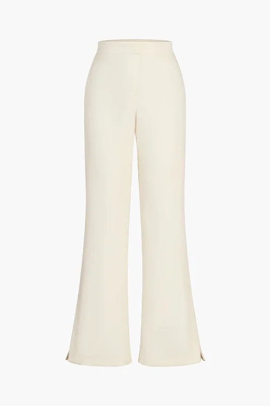 Solid Slit Flared Leg Pants