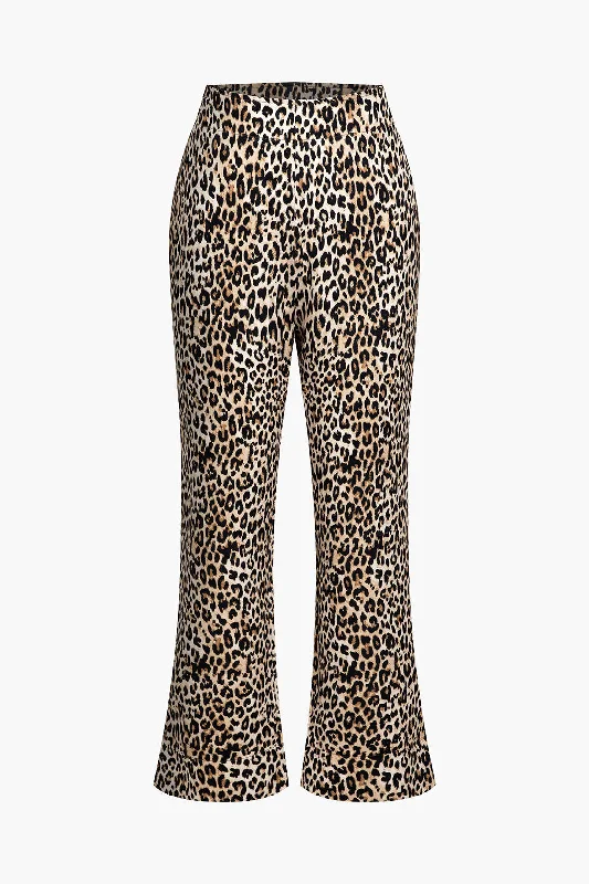 Leopard Print Wide-Leg Pants