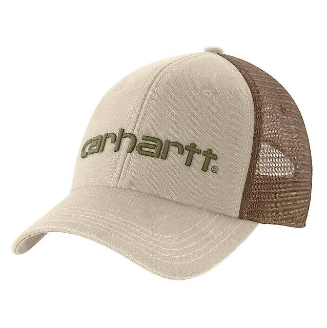 Big Size Fedora HatsCanvas Mesh Back Logo Graphic Cap - Oat Milk